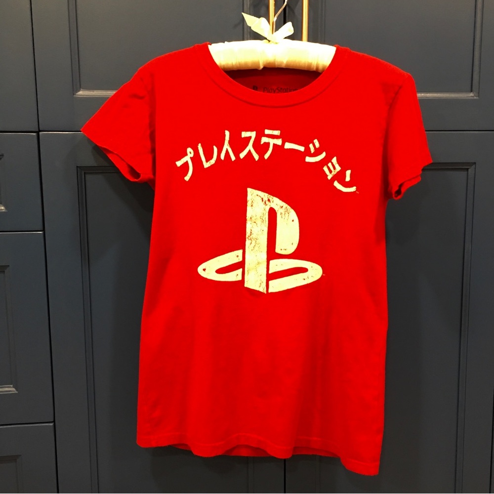 Cherry red PlayStation T-shirt